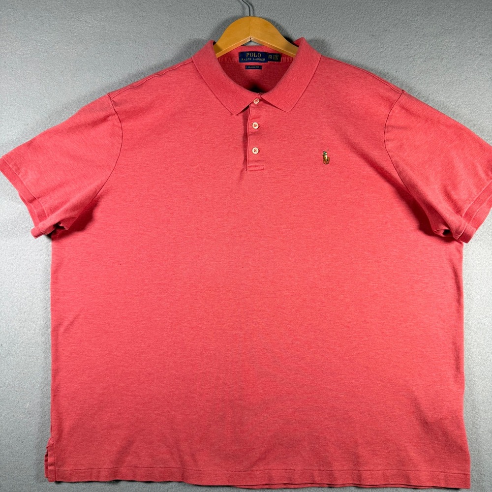 Polo Ralph Lauren Mens XXL Classic Fit Short Sleeve Polo Shirt Heathered Red